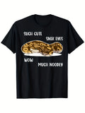 Men's Funny Such Cute Snk Eyes Wow Much Noodly Snake Noodle Graphic T-Shirt - 100% 180gsm Relaxed Fit Casual Streetwear Tee Black Sizes XL-XXXXXL Allseason Apparel Playful Print Shir Same Style for Men and Women 2026 Summer Short-sleeved Printed T