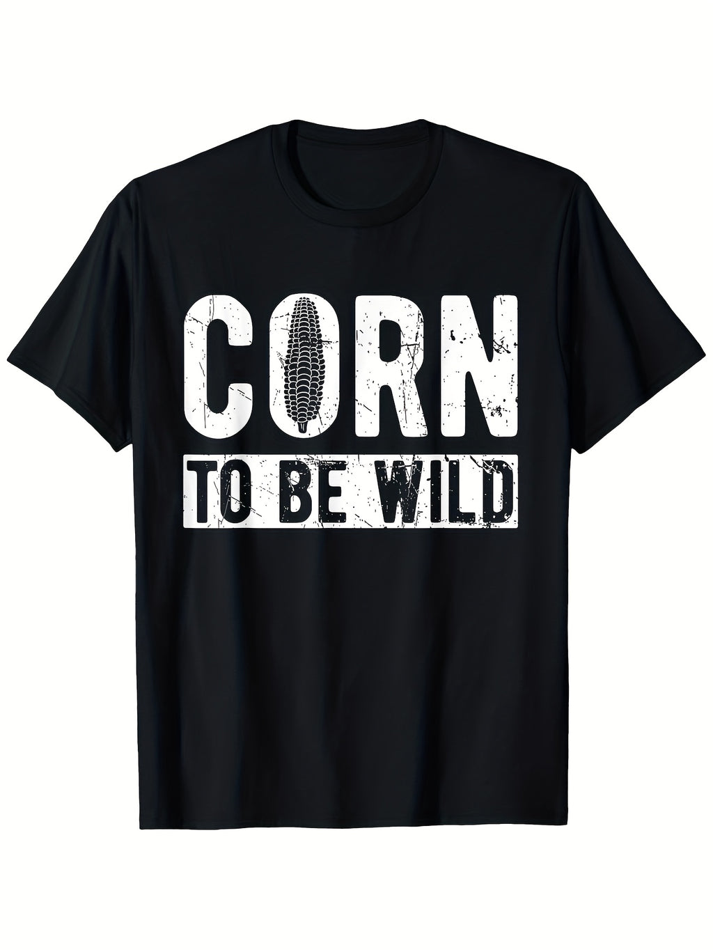 Men'S Corn to BE WILD Graphic T-Shirt, Made from 100% 180G Fabric, Featuring a Distressed Cornhole Design. This Casual Short-Sleeve Tee Is Perfect for Summer Outdoor Activities And Comes in Sizes S to XXXL. It'S Breathable And Has a Playful Print