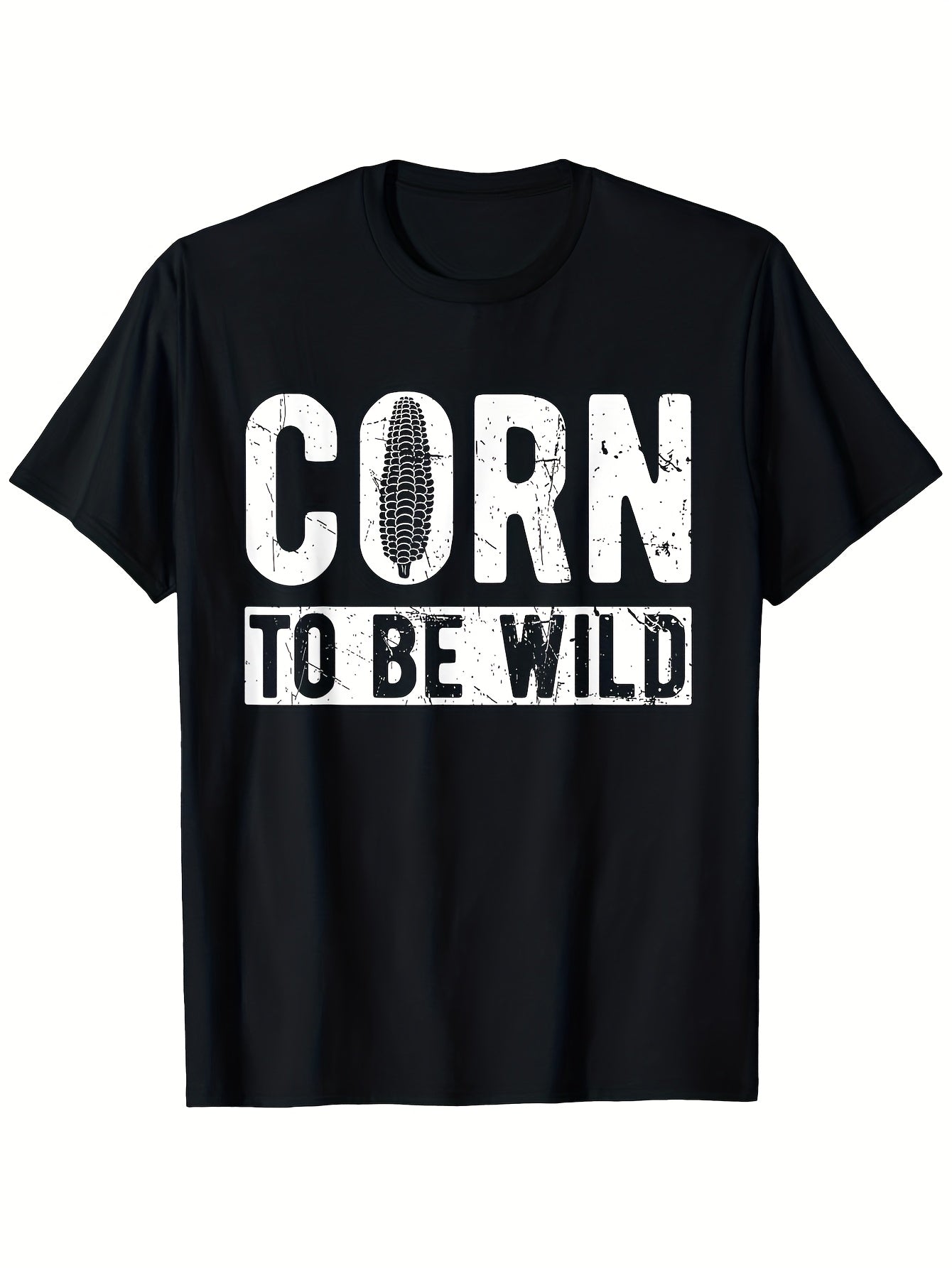 Men'S Corn to BE WILD Graphic T-Shirt, Made from 100% 180G Fabric, Featuring a Distressed Cornhole Design. This Casual Short-Sleeve Tee Is Perfect for Summer Outdoor Activities And Comes in Sizes S to XXXL. It'S Breathable And Has a Playful Print