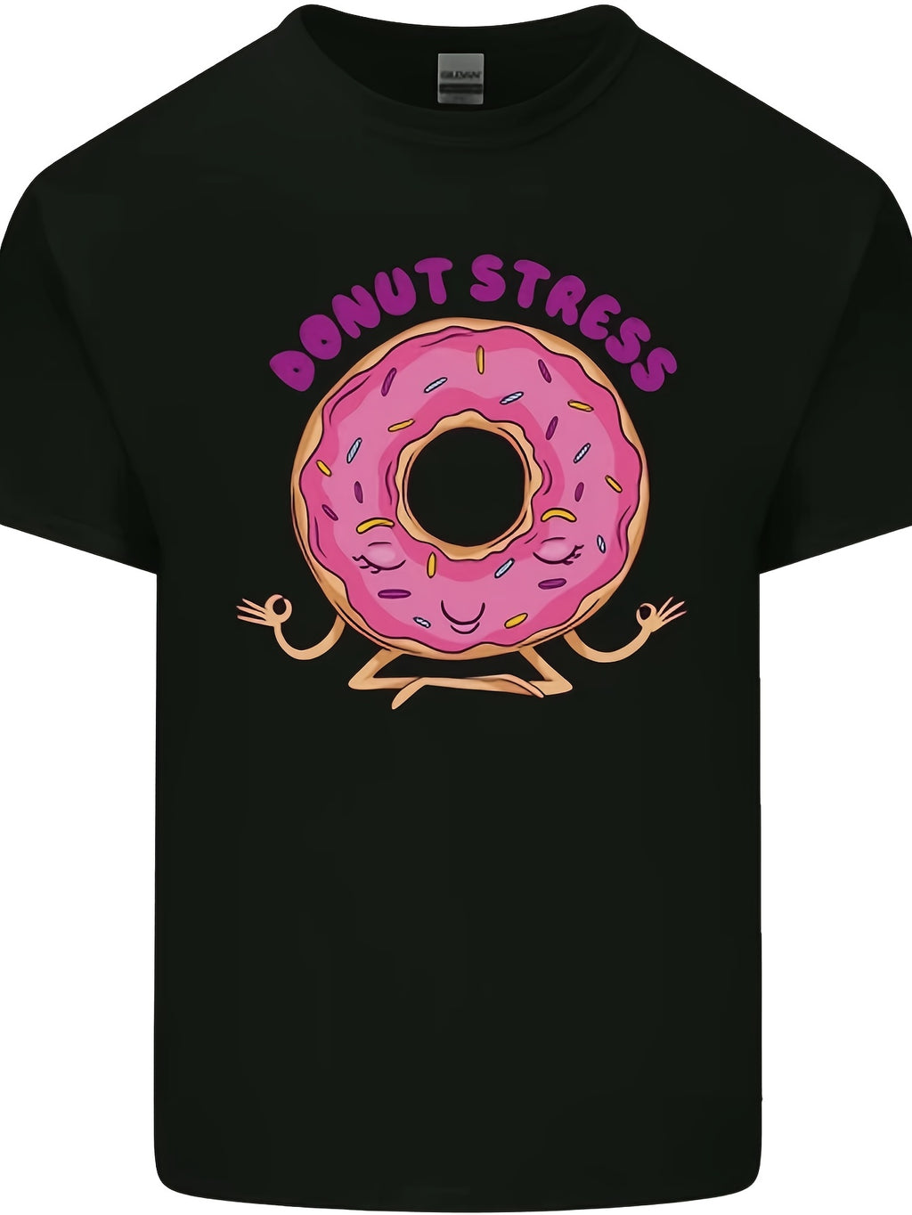 Donut Stress Funny Dont Stress Yoga Joke Mens Light T-Shirt Same Style for Men and Women 2026 Summer Short-sleeved Printed T-shirt 180G