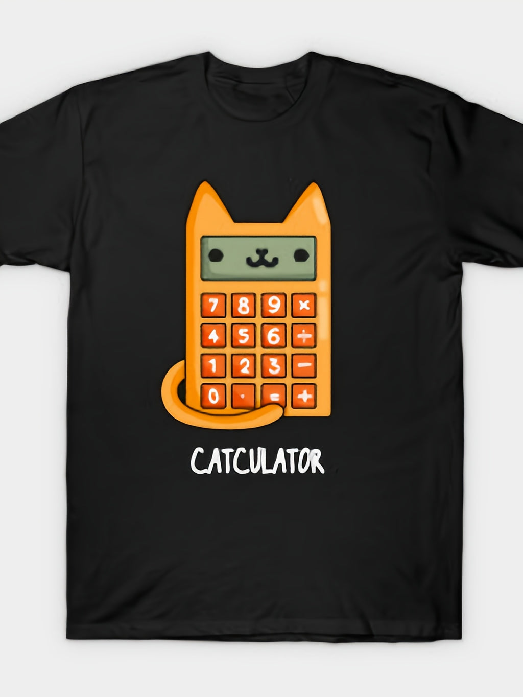 Cat-culator Funny Cat Calculator Puns T-Shirt Same Style for Men and Women 2026 Summer Short-sleeved Printed T-shirt 180G