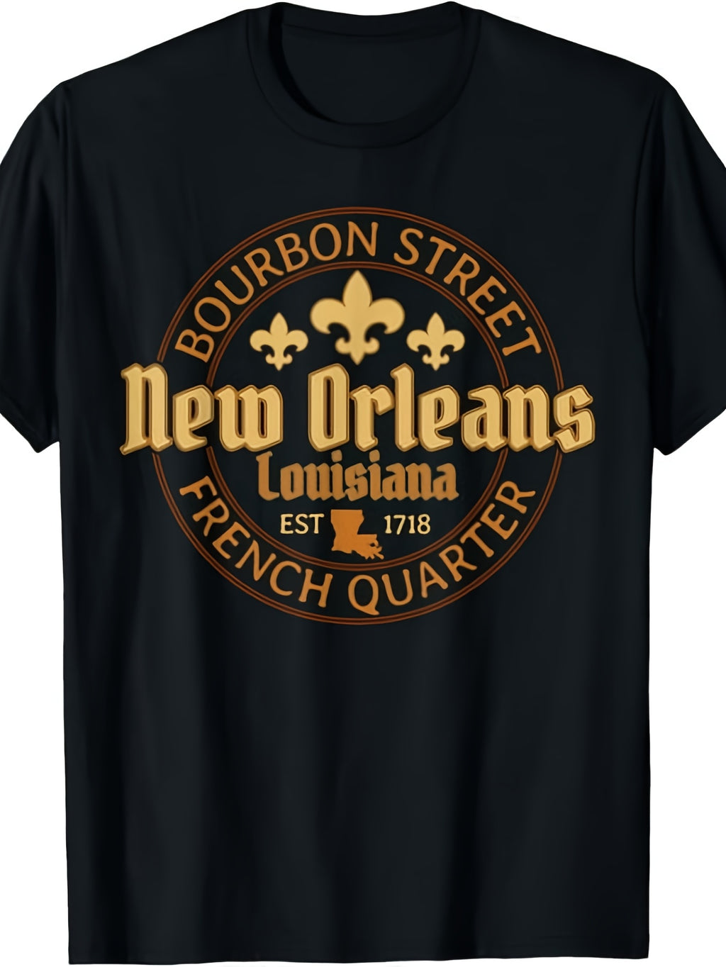 Bourbon Street New Orleans Louisiana French Quarter Est 1718 T-Shirt Same Style for Men and Women 2026 Summer Short-sleeved Printed T-shirt 220G