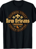 Bourbon Street New Orleans Louisiana French Quarter Est 1718 T-Shirt Same Style for Men and Women 2026 Summer Short-sleeved Printed T-shirt 220G