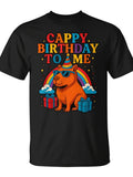 Cappy Birthday To Me Cool Capybara Rainbow Birthday Party T-Shirt | Seseable Same Style For Men And Women, 2026 Summer Short-Sleeved Printed T-Shirt, 180G, All-Season, Vintage, Crew Neck, Slight Stretch Fabric, Regular Fit