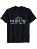 2025 Youth Theme LDS Christian T-Shirt Featuring 'Look Unto Christ' Made of 100% 180G Available in Black with a Round Neck Sizes S to XXL Perfect for New Year Celebrations for Men Same Style for Men and Women 2026 Summer Short-sleeved Printed T-shirt
