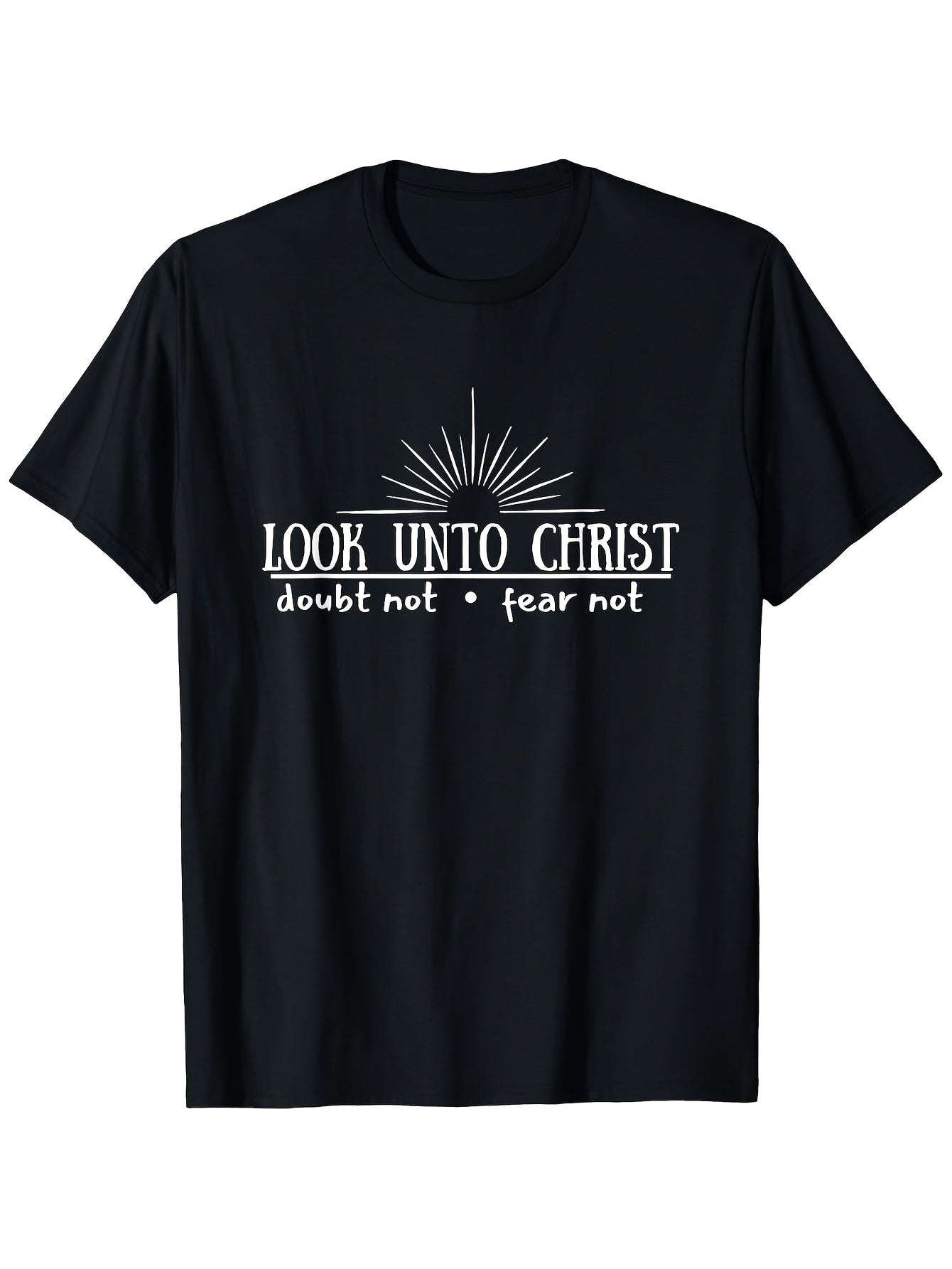 2025 Youth Theme LDS Christian T-Shirt Featuring 'Look Unto Christ' Made of 100% 180G Available in Black with a Round Neck Sizes S to XXL Perfect for New Year Celebrations for Men Same Style for Men and Women 2026 Summer Short-sleeved Printed T-shirt