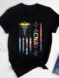 CNA American Flag T-Shirt Tie Dye Certified Nursing Assistant Shirt CNA T-S Same Style for Men and Women 2026 Summer Short-sleeved Printed T-shirt 220G