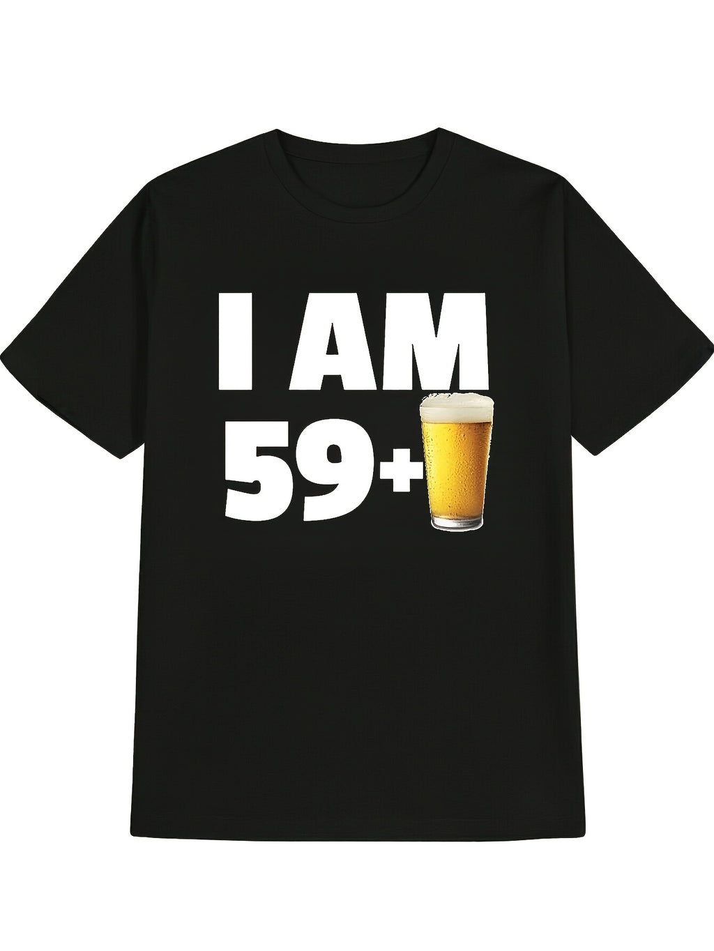 Funny 60th Birthday Beer T-Shirt for Men | I'm 59 & Beer Slogan with Beer Bottles & Cans Design - Black Short Sleeve Round Neck Tee for 59 Year Dad Birthday Party Outfit Casual Wear Same Style for Men and Women 2026 Summer Short-Sleeved Printed T-Sh