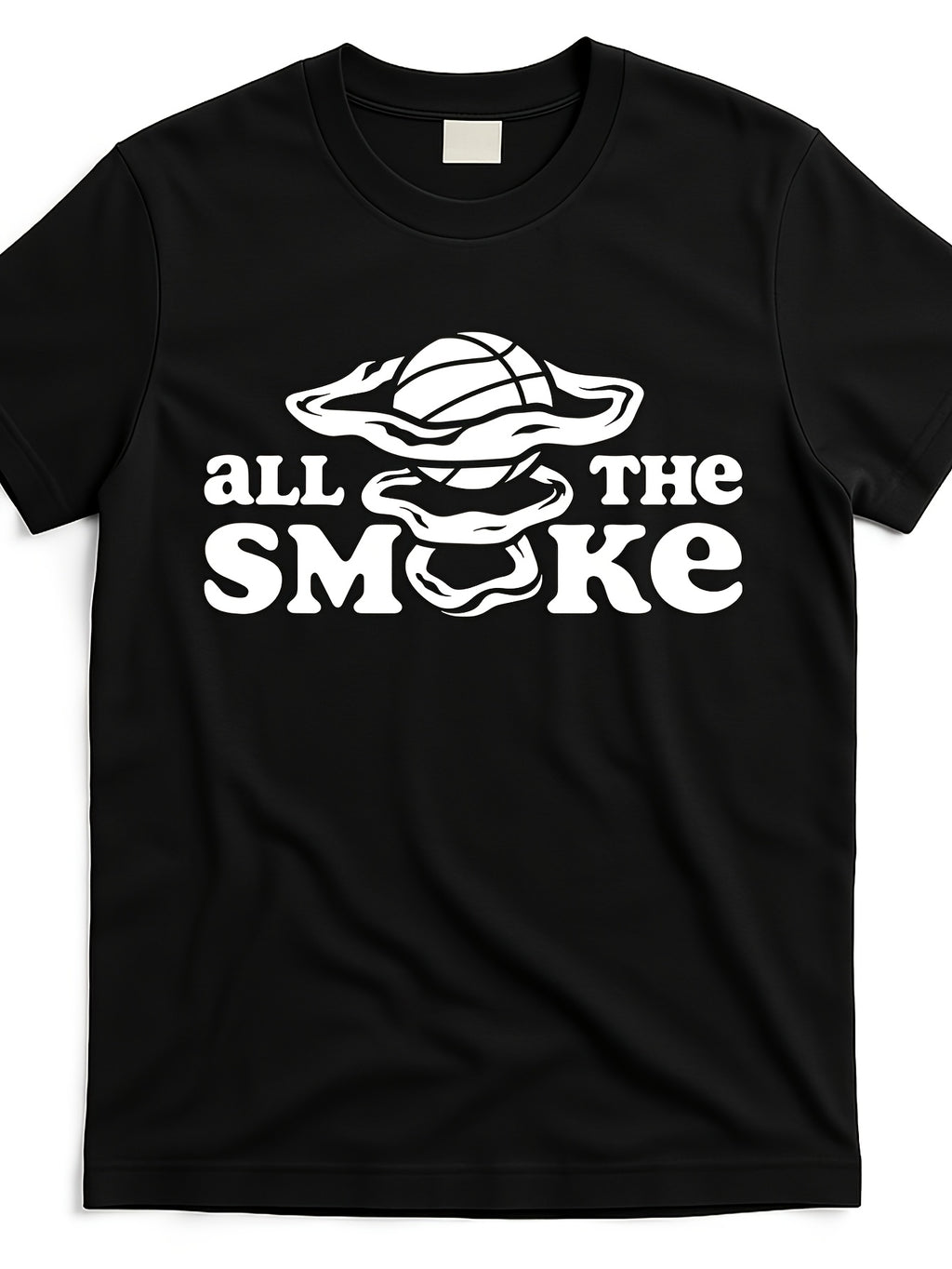 All The Smoke Basketball Podcast T Shirt Funny Basketball Graphic Tee Vintage Crew Neck Shirt Soft Breathable Casual Sports Fan Apparel Black with White Print Machine Washable Ever Same Style for Men and Women 2026 Summer Short-sleeved Printed T