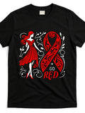 Retro Heart Disease Awareness T-Shirt for Everyday Comfort, Featuring a Soft, Sweat-Absorbing, Quick-Drying Fabric. This Black And Red 'GO RED' Design Is Ideal for Both Men And Women