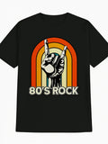 Men'S Casual Round-Neck Tee Showcasing an 80S Rock Theme Print, Embodying a Vintage Summer Vibe That Makes It a Perfect Gift Option for Men. The Relaxed Fit Paired with Slightly Stretchy Material Provides Comfort. This Style Is Available for Both Me