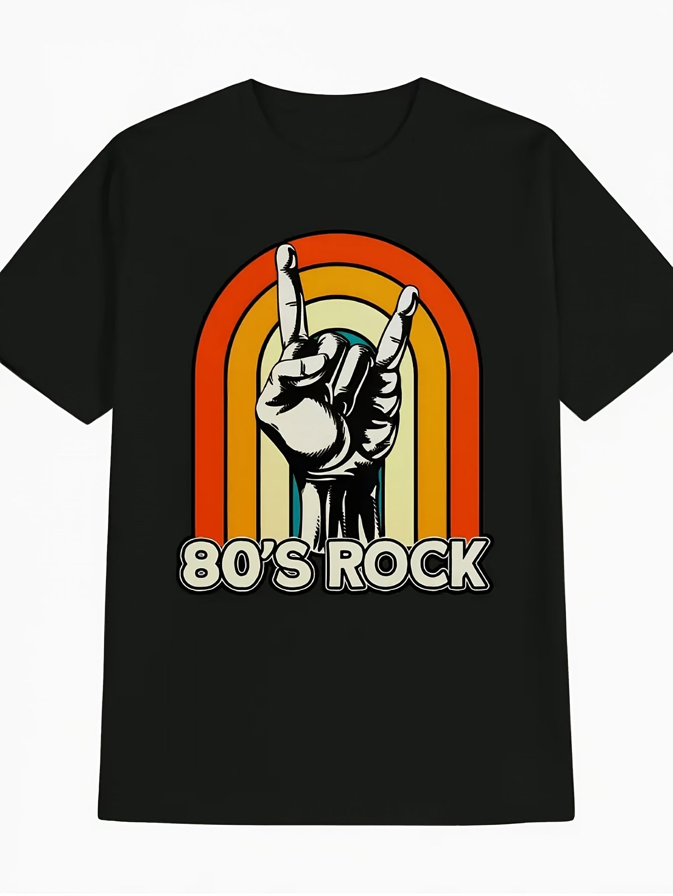Men'S Casual Round-Neck Tee Showcasing an 80S Rock Theme Print, Embodying a Vintage Summer Vibe That Makes It a Perfect Gift Option for Men. The Relaxed Fit Paired with Slightly Stretchy Material Provides Comfort. This Style Is Available for Both Me