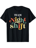 A Casual T-Shirt for Night Shift Nurses in The TEAM Featuring a Geometric Pattern Comfortable Stretch Fabric Round Neck Suitable for Both Men And Women Ideal for Sports Running Cycling an Same Style for Men And Women 2026 Summer Short-Sleeved Printe