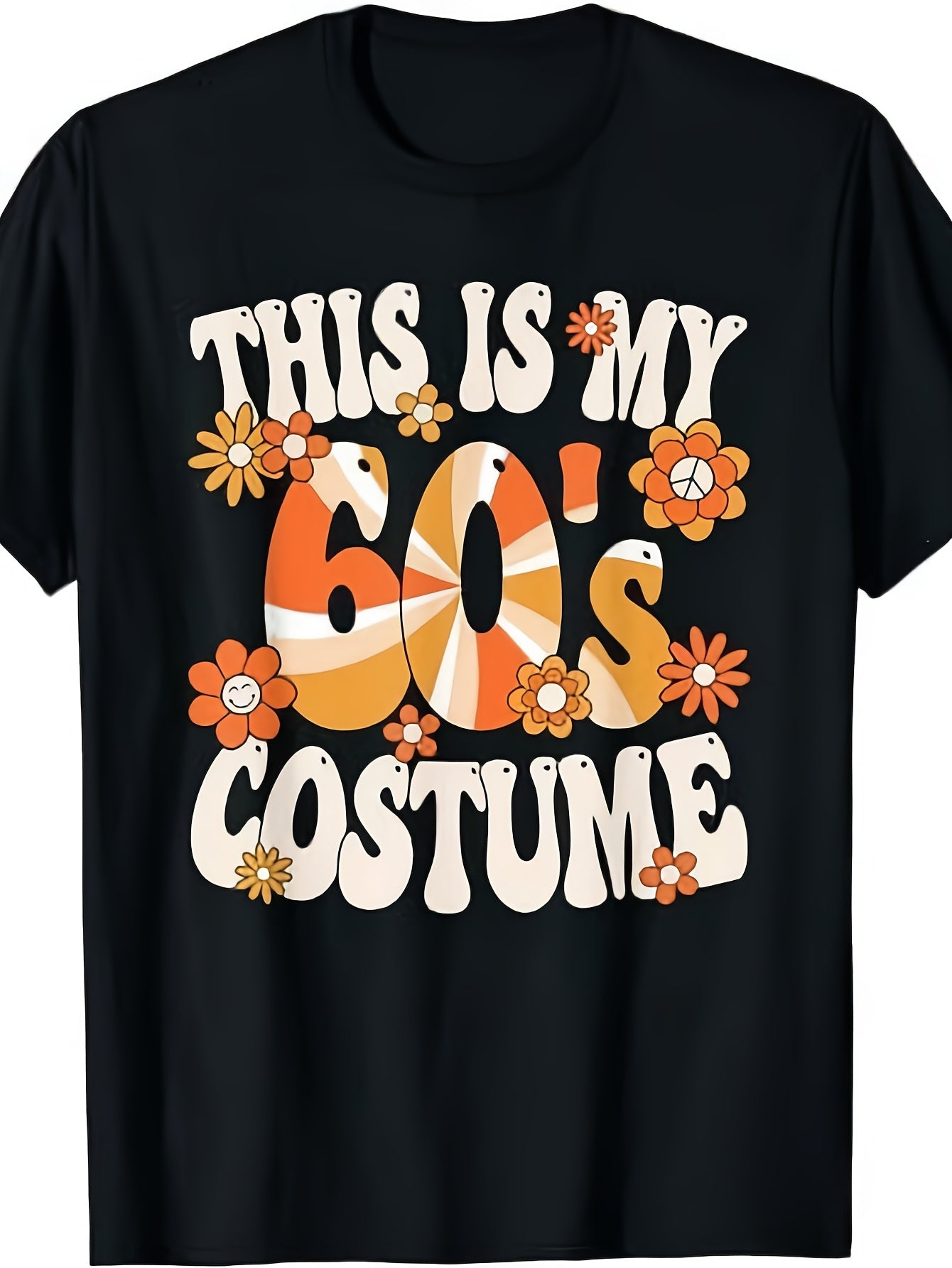 This Is My Costume from The 60S, Featuring a Groovy Peace Hippie Theme for a Party. It'S a Unisex Short-Sleeved Printed T-Shirt for Summer 2026, Made of 180G Fabric