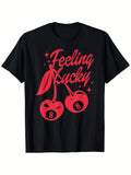 Lucky Cherry 8 Ball T-Shirt 100% Creative & Fun Graphic Design Lightweight 180G Black Crewneck Tee Available in Sizes S to XXXL Ideal for Casual Events, Sports, And Gifts Unisex Style for Both Men And Women 2026 Summer Short-Sleeved Printed Tee 180G