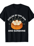 Casual Men'S T-Shirt In Black With Playful Dumpling Design | Round Neck, Short Sleeves, Lightweight And Breathable, Perfect For Summer Outings, Fun Fashion, Same Style For Men And Women, 2026 Summer Short-Sleeved Printed T-Shirt, 180G