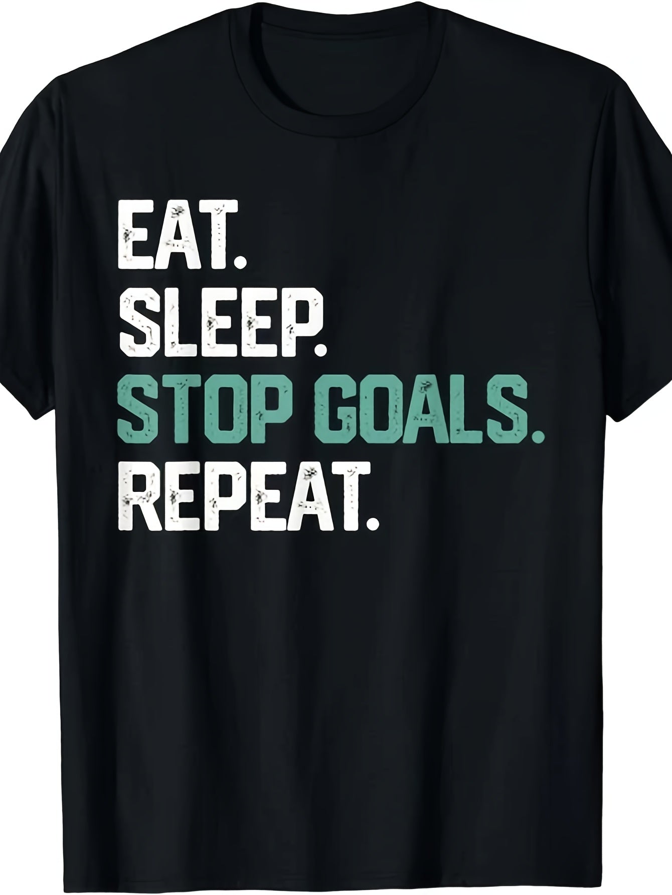 Funny Soccer Hockey Eat Sleep Stop Goals Repeat Unisex T-Shirt Same Style for Men and Women 2026 Summer Short-sleeved Printed T-shirt 220G