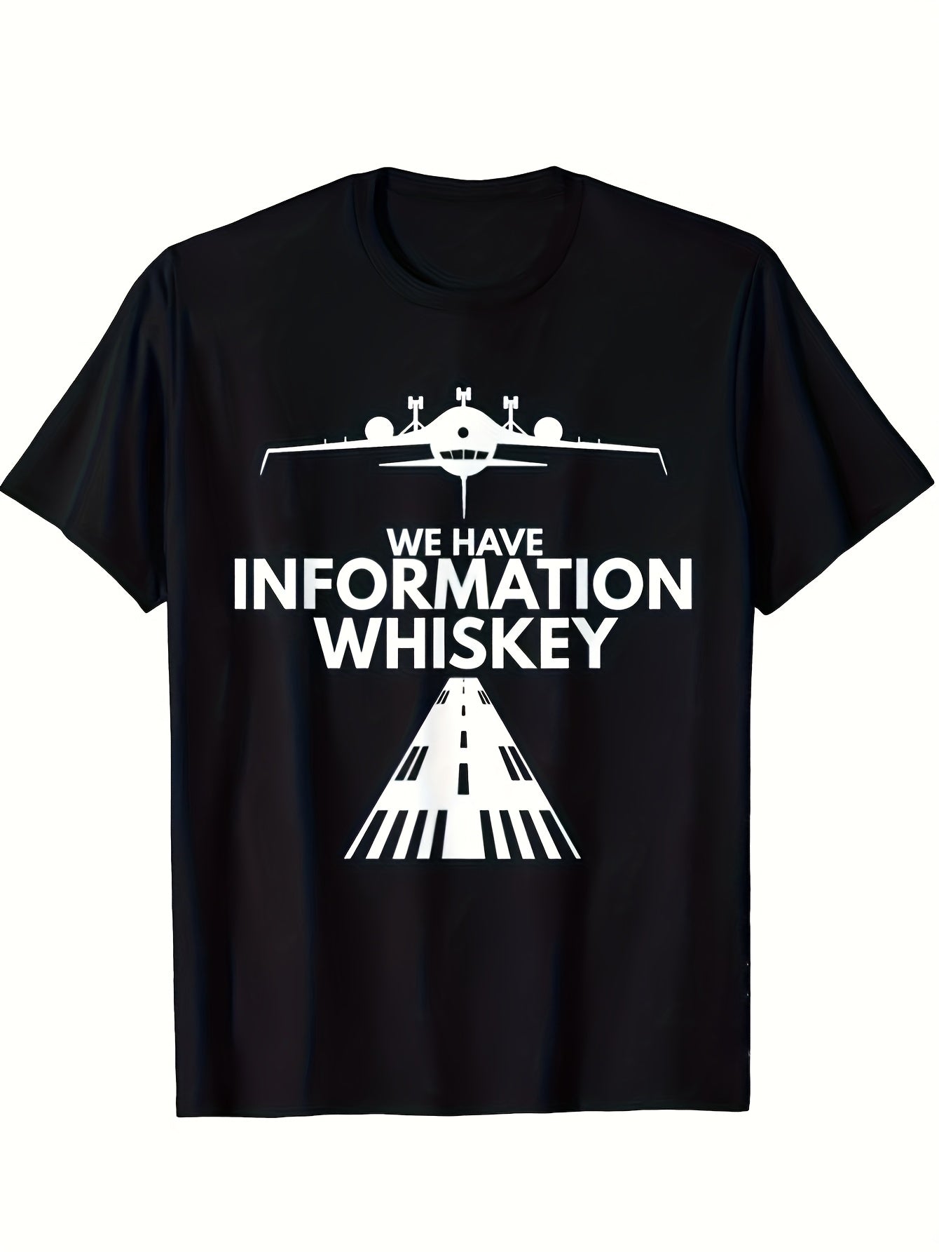 Men's Heavyweight 100% Ation Pilot T-Shirt - Funny WE HAVE INFORMATION WHISKEY Airplane & Cockpit Print Non-Sheer Casual Crewneck Tee S-XXXL - Ideal Gift Forators Whiskey Lovers Same Style for Men and Women 2026 Summer Short-sleeved Printed T-shirt