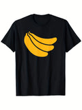 Mens Funny Banana Graphic Tee | Bold Yellow Print, Lightweight, Casual and Sports Wear, Black Crew Neck, Humorous Joke Design, Comfortable Fit, Breathable Fabric, Short Sleeves, Ideal for Spring, Same Style for Men and Women