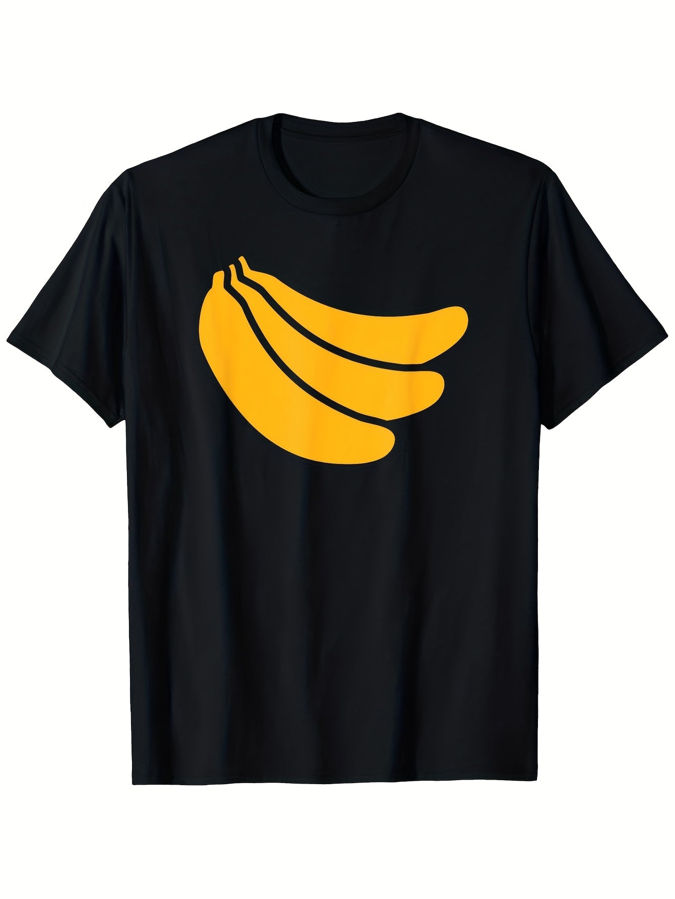 Mens Funny Banana Graphic Tee | Bold Yellow Print, Lightweight, Casual and Sports Wear, Black Crew Neck, Humorous Joke Design, Comfortable Fit, Breathable Fabric, Short Sleeves, Ideal for Spring, Same Style for Men and Women