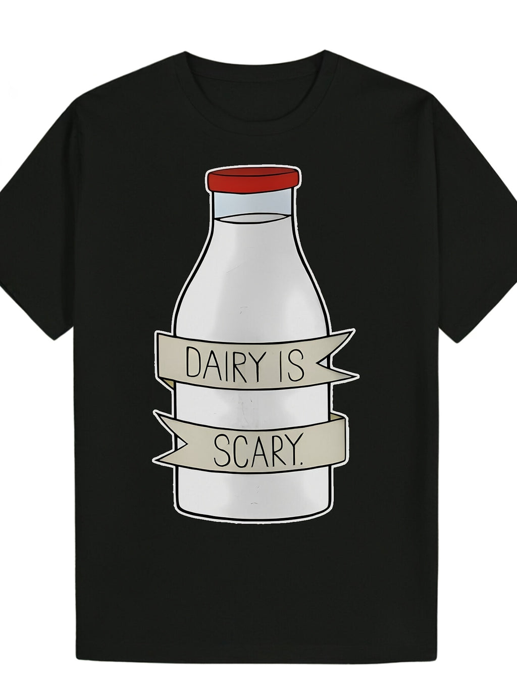 Men's Funny Dairy Is Scary Milk Carton Graphic T-Shirt - Casual Short Sleeve Round Neck Tee with Humorous Print All-Season Fit for Casual Attire & Themed Events - Funny Dairy-Free Lifestyle Ap Same Style for Men and Women 2026 Summer Short-sleeved