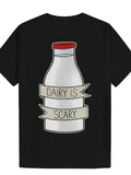 Men's Funny Dairy Is Scary Milk Carton Graphic T-Shirt - Casual Short Sleeve Round Neck Tee with Humorous Print All-Season Fit for Casual Attire & Themed Events - Funny Dairy-Free Lifestyle Ap Same Style for Men and Women 2026 Summer Short-sleeved