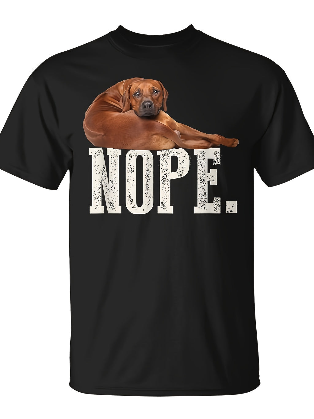 Men's Funny Nope Graphic T-Shirt - Bold ROADRUNNER Design Lightweight Breathable Tee for Dog Lovers Casual Everyday & Outdoor Apparel - Perfect Gift for Rhodesian Ridgeback Fans (Black) Dog Same Style for Men and Women 2026 Summer Short-sleeved