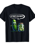 Humorous T-Shirt for Pickle Enthusiasts - Black Featuring a Graphic of a Cucumber with The Phrase 'IS THAT YOU BRO!' Comfortable Regular Fit Crew Neck Short Sleeve Tee Suitable for Both Men And Women