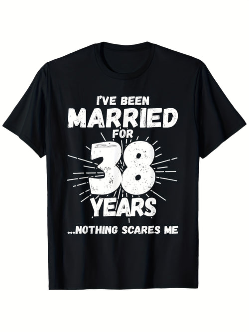 38th Wedding Anniversary Couples Matching T-Shirts | Funny 38 Years Married Graphic Tees with Humorous Marriage Milestone Design, 200g Heavyweight, Crew Neck, Short Sleeve, Vintage Style, Perfect for All-season and Daily Casual Wear