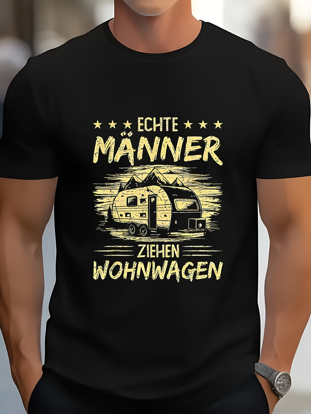 Men'S Retro Caravan Camping T-Shirt - Humorous RV Travel Shirt Ideal for Camping Adventures, Festivals & Everyday Use - Washable Outdoor Gear for Enthusiasts Featuring a Classic Camper Design - Unisex Style for Both Men And Women - 2026 Summer Short
