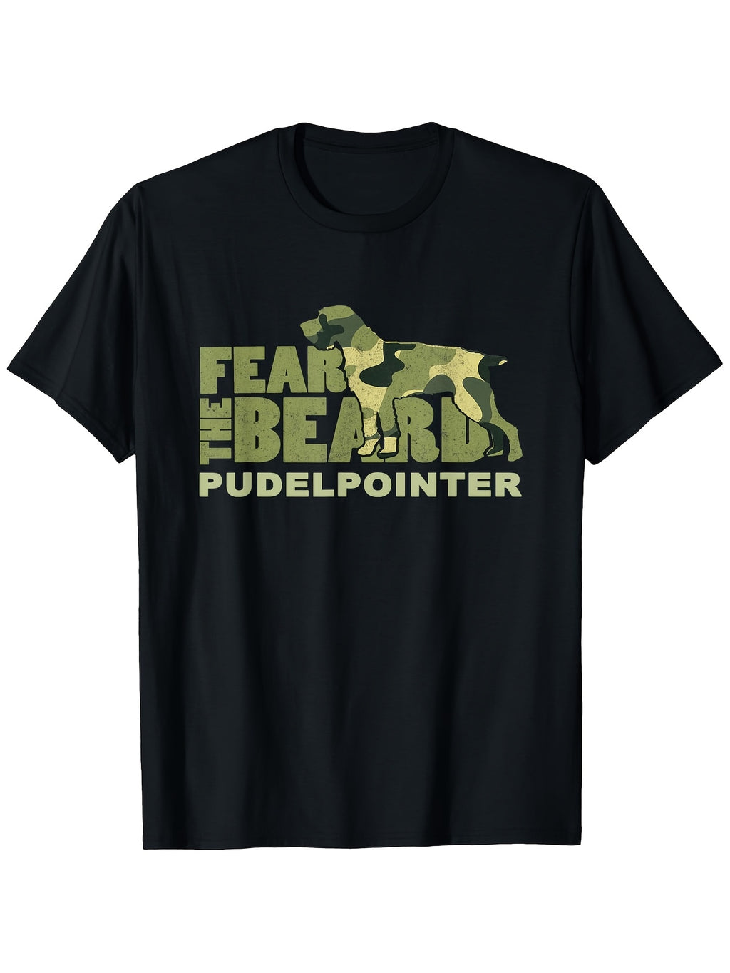 Fear Beard- Camo Poodle Pointer Hound Dog T-Shirt Men Clothing Men T Shirt% S- Same Style for Men and Women 2026 Summer Short-sleeved Printed T-shirt 180G