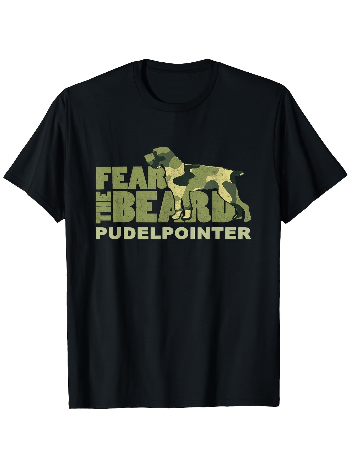 Fear Beard- Camo Poodle Pointer Hound Dog T-Shirt Men Clothing Men T Shirt% S- Same Style for Men and Women 2026 Summer Short-sleeved Printed T-shirt 180G