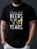 Men's Humorous 70Th Birthday Beer Celebration T-Shirt - Toasting to My 70 Years Comical Milestone Birthday Gift Tee - Comfortable Breathable Crew Neck Shirt - Machine Washable Black with White Be Same Style for Men and Women 2026 Summer Short-sleeved
