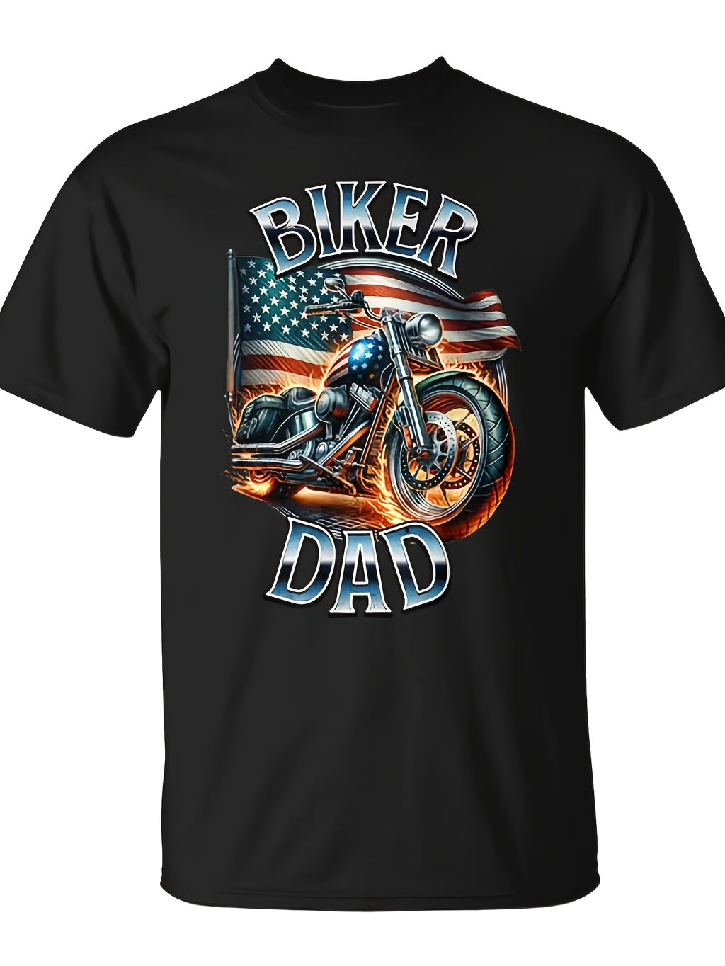 Best Dad Motorcycle Freedom Father'S Day Great Idea T-Shirt - Monsterry | Same Style For Men And Women, 2026 Summer Short-Sleeved Printed T-Shirt, 180G, Vintage Crew Neck, Slight Stretch Fabric, Regular Fit