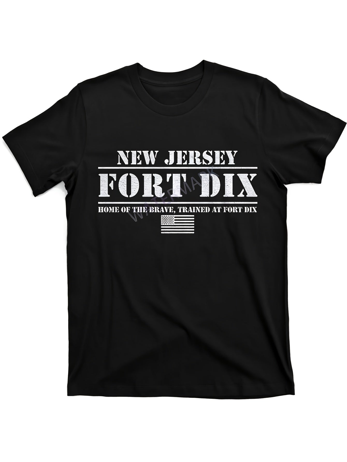 Fort Dix in New Jersey, Known As The Home of The Brave, Offers a Flag Print Design. This Summer 2026 Short-Sleeved T-Shirt Is Available in a Similar Style for Both Men And Women, Made from 180G Fabric