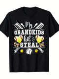 Casual Men'S T-Shirt for Baseball and Softball | Suitable for Spring and Summer, Same Style for Men and Women, 2026 Summer Short-Sleeved Printed T-Shirt, 180G, Vintage Style, Crew Neck, Pullover, Slight Stretch Fabric, Regular Fit