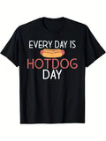 A Humorous T-Shirt for Hot Dog Enthusiasts, Featuring a Classic Black Design with a Playful Hot Dog Graphic. This Short-Sleeved Round Neck Shirt Is Suitable for Both Men And Women, Perfect for Summer 2026