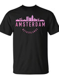 Amsterdam Netherlands Skyline T-Shirt - Monsterry Same Style for Men and Women 2026 Summer Short-sleeved Printed T-shirt 180G