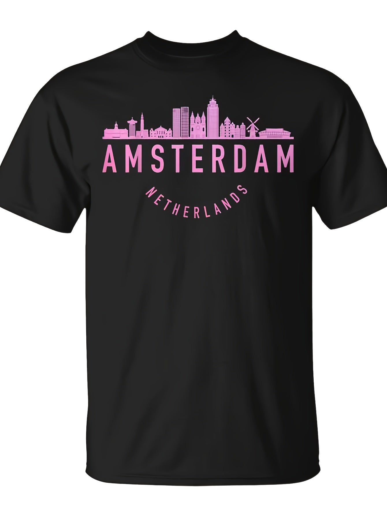 Amsterdam Netherlands Skyline T-Shirt - Monsterry Same Style for Men and Women 2026 Summer Short-sleeved Printed T-shirt 180G