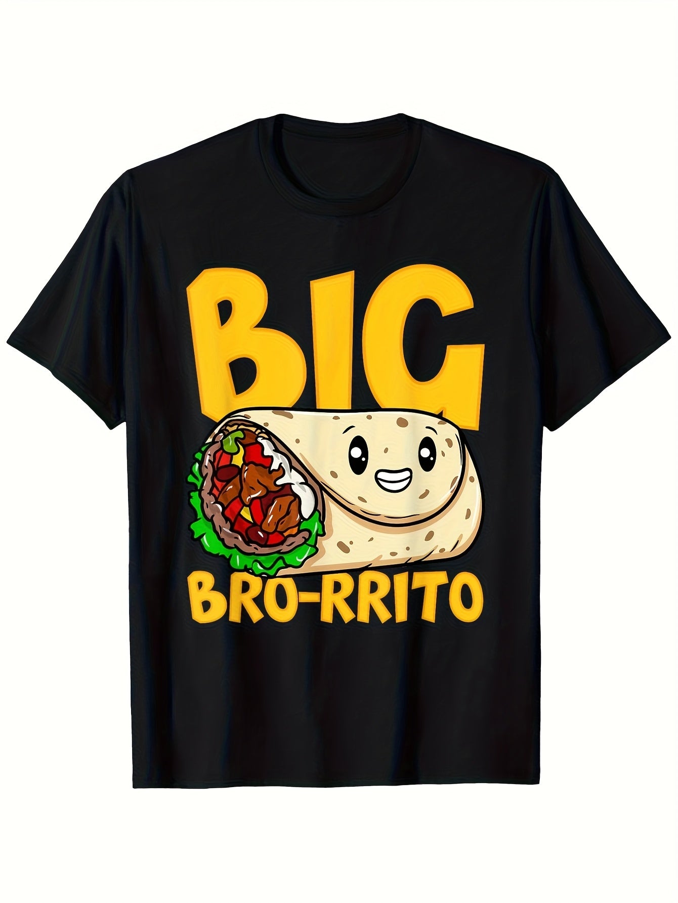 Funny Big Bro-Rrito Mexican Curl Fan T-Shirt | Casual Round Neck Short Sleeve Tee With Funny Taco & Burrito Print, Suitable For Bro-Rrito Fans, Same Style For Men And Women, 2026 Summer, 180G