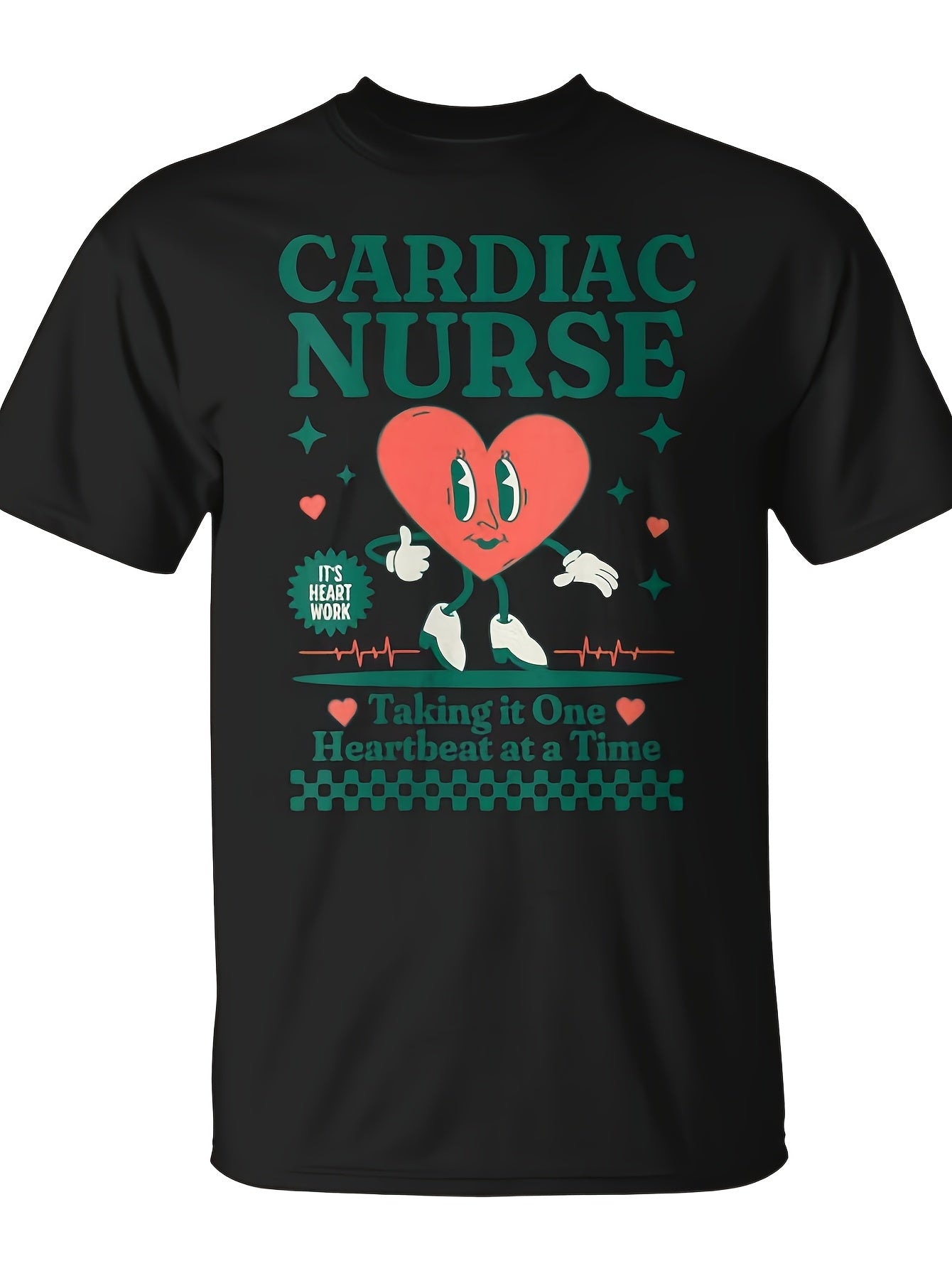 Cardiac Nurse Retro Cardiology Cute Vascular Heart T-Shirt - Monsterry Same Style for Men and Women 2026 Summer Short-sleeved Printed T-shirt 180G