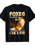 Fox Awesome Cute Fox T-Shirt | 100%, Vintage Style, Crew Neck, Regular Fit, Short Sleeve, Printed Design, Perfect for All-Season and Casual Wear