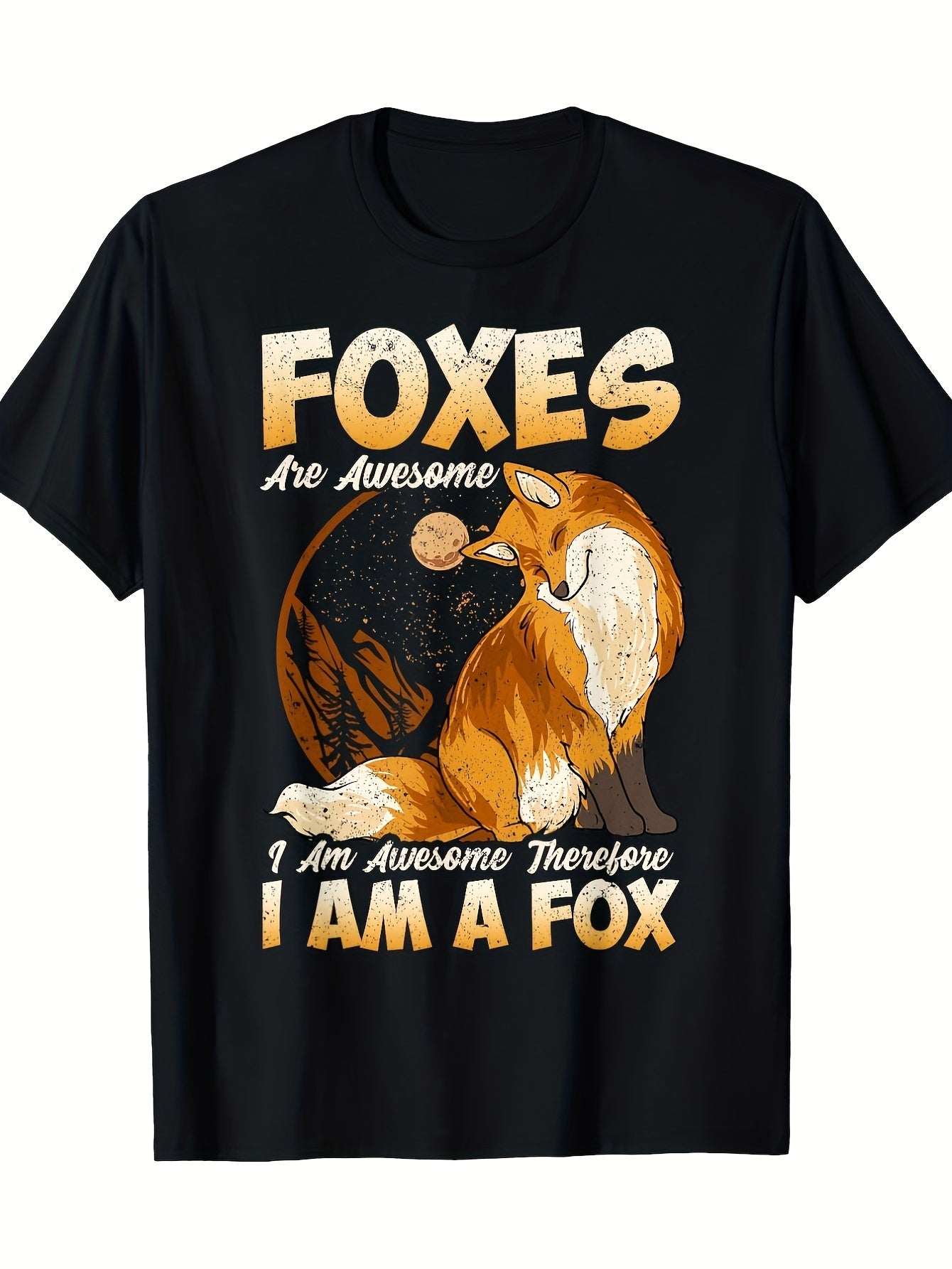 Fox Awesome Cute Fox T-Shirt | 100%, Vintage Style, Crew Neck, Regular Fit, Short Sleeve, Printed Design, Perfect for All-Season and Casual Wear