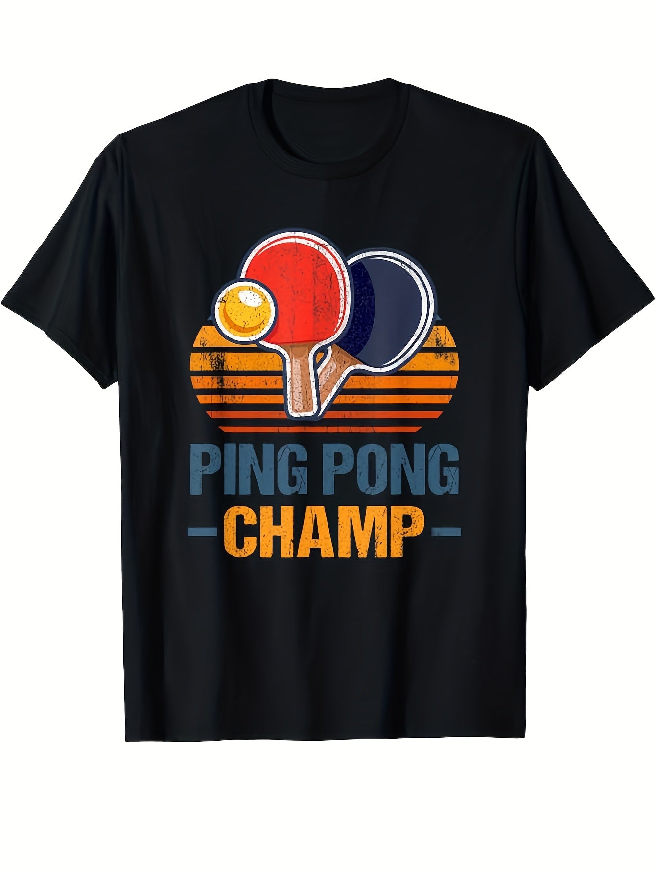 Men's Ping Pong Champ Retro Table Tennis Tee - 100% Soft Vintage Arcade Game Shirt with Table Tennis Paddles & Balls Print - Casual Crew Neck Short Sleeve for All-Season Wear Same Style for Men and Women 2026 Summer Short-sleeved Printed T-shirt 180G