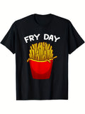 Funny Fries Men'S Casual Short Sleeve Crew Neck T-Shirt | Soft Comfortable All-Season Wear, Slight Stretch Fabric, Vintage Style, Regular Fit, 180G