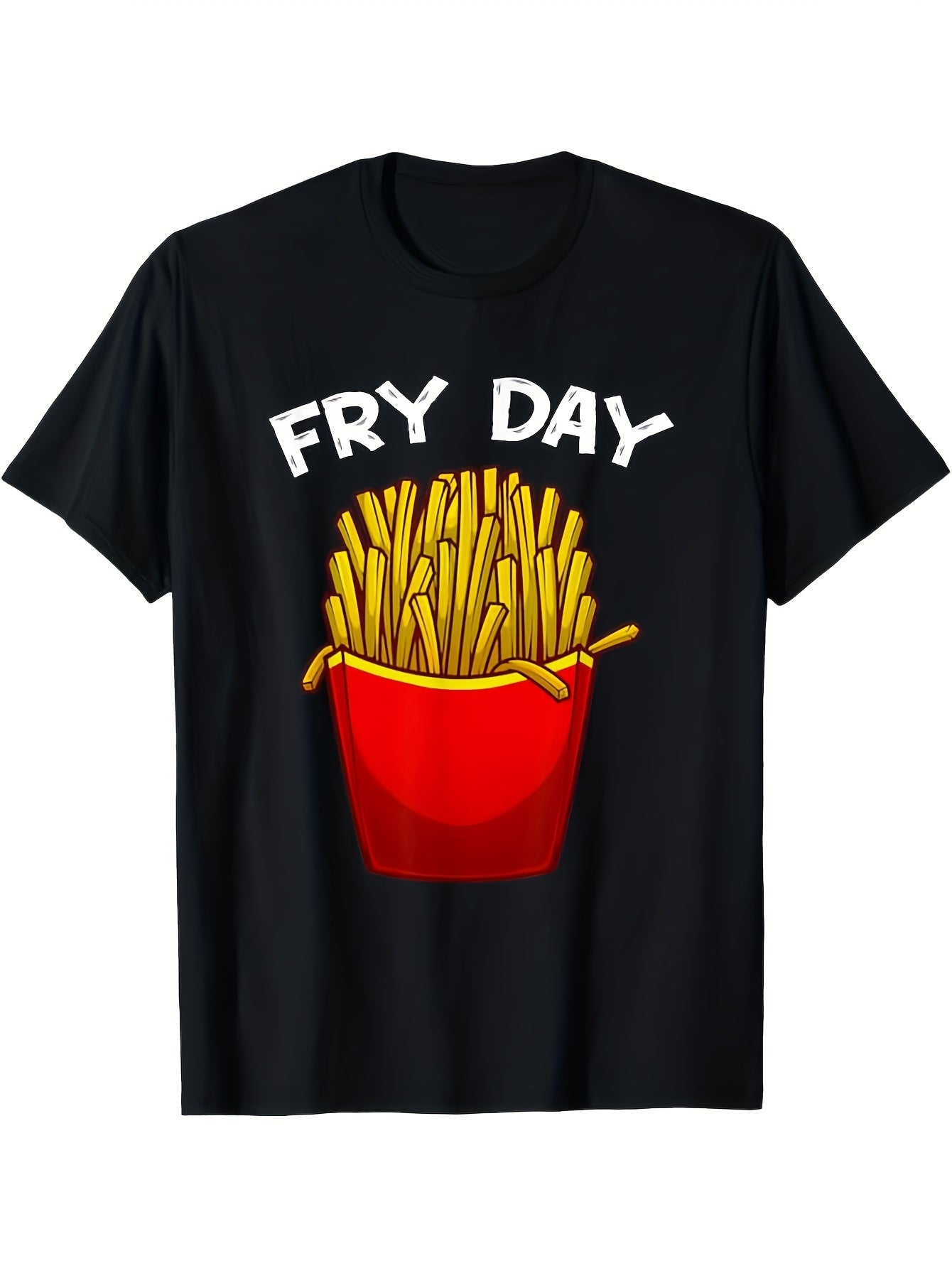 Funny Fries Men'S Casual Short Sleeve Crew Neck T-Shirt | Soft Comfortable All-Season Wear, Slight Stretch Fabric, Vintage Style, Regular Fit, 180G