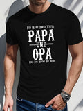 Men's German Grandpa & Dad T-Shirt - Ich Habe Zwei Titel Papa Und Opa (I Have Two Titles Dad & Grandpa) German Text Print Casual Crew Neck Short Sleeve All-Season Fit Father's Day Gift for Same Style for Men and Women 2026 Summer Short-sleeved