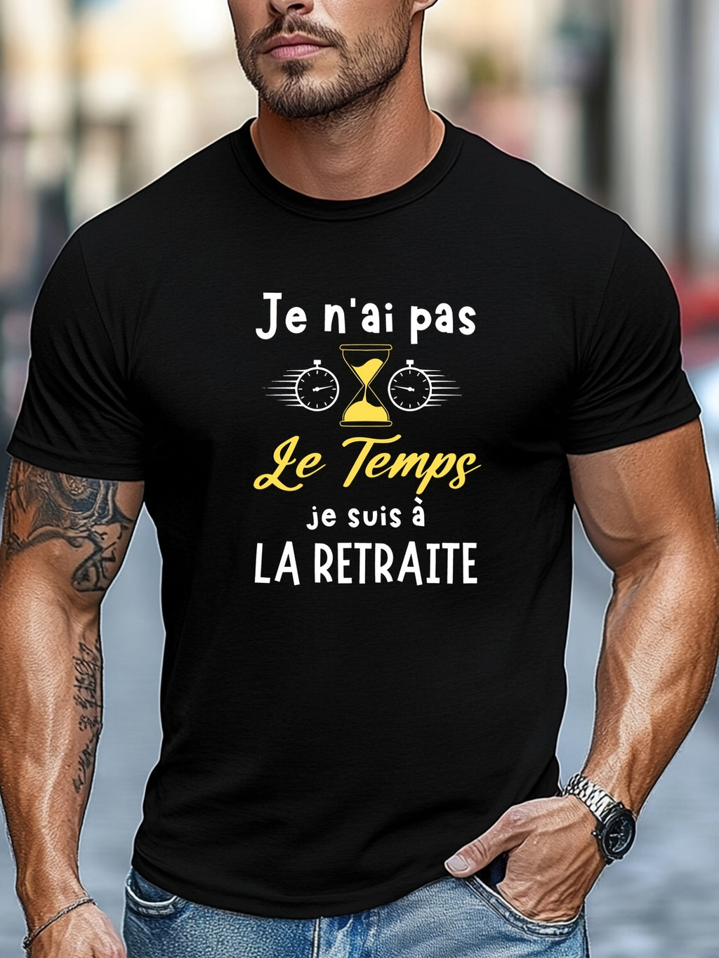 Humorous Retirement T-Shirt for Men - "I'M Retired, I Don'T Have Time" in Mustard Yellow - Lightweight And Breathable Tee Ideal for Retirees And Casual Outings - Regular Fit with Round Neck - A Fun Gift - Available in Matching Styles for Both Men An