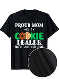 [ Proud Mom Tee] Comfy Proud Mom of a Cookie Dealer Troop Leader Birthday Party T Shirt Stretch Fit Machine Washable All Season Round Neck Tee with Playful Print for Adults Same Style for Men and Women 2026 Summer Short-sleeved Printed T-shirt 180G
