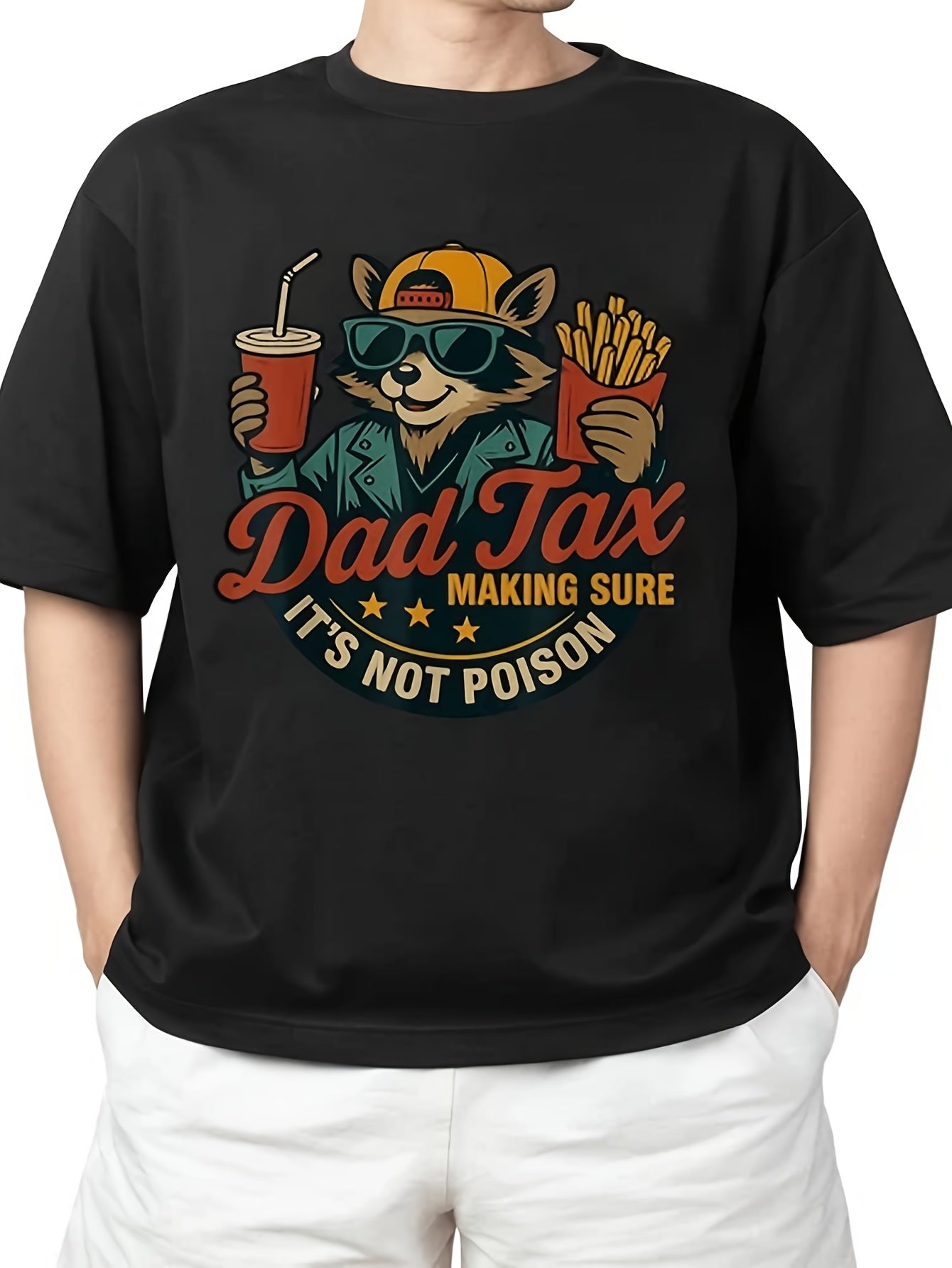 Fathers Day Men T-Shirt | Making Sure It'S Not Poison, Streetwear, S-4XL, Same Style for Men and Women, 2026 Summer Short-Sleeved Printed T-Shirt, 180G, Vintage Style, Crew Neck, Regular Fit